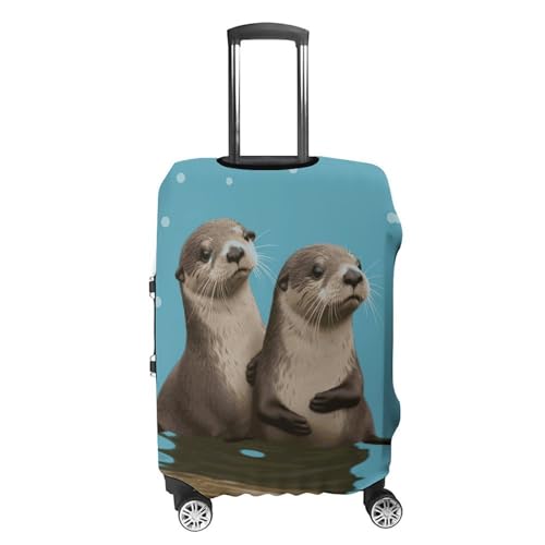 Cute Otters Printed Luggage Cover Protector, Fits 18-32 Inch Luggage4