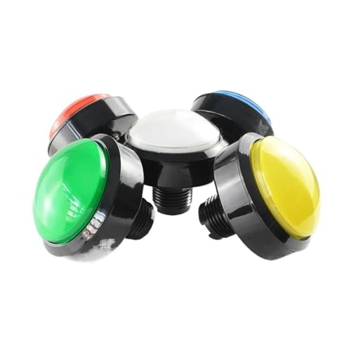 60MM Convex Game Accessory Button Pushbutton Switch LED Illuminated Momentary Arcade Pushbutton Switch Colorful IDGTTLDF(Yellow LEDwith 2-Pin)