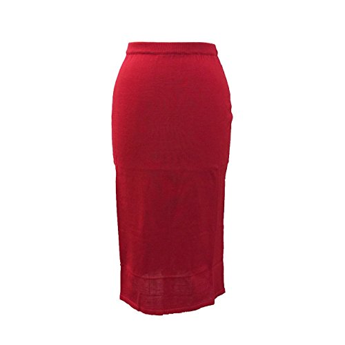 Women's Casual Solid Long Elastic Waist Straight Skirt with Back Split