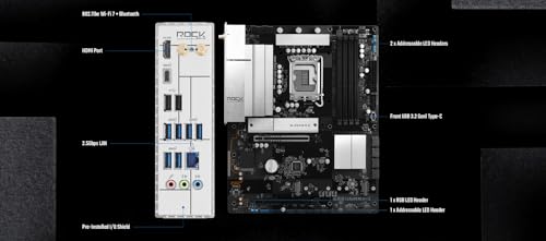 Image of ASRock B860 Rock WiFi 7 ATX Motherboard, Supports Intel Core Ultra Processors (Series 2, LGA1851), DDR5 8666+ (OC), PCIe 5.0, WiFi 7, 2.5G LAN, Dr.MOS
