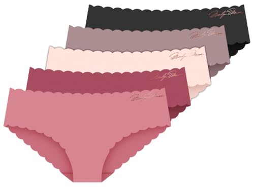 Delta Burke MM Women's Laser Hipster W/Scalloped Edges Brief Panties - Set of 5 (Size 5 / Small, Wild Rose Combo)