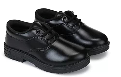 Image of Kids School Uniform Shoes, Memory Foam Cushion, Black Lace-up, Lightweight