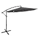Sundale Outdoor 10 Feet Aluminum Offset Patio Umbrella with Crank and Cross Bar Set, Cantilever Umbrella for Deck, Garden, Backyard, 8 Steel Ribs, 100% Polyester Canopy Shade (Grey)