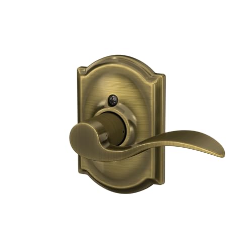 Image of SCHLAGE Accent Lever with Camelot Trim Non-Turning Lock in Antique Brass - Left Handed