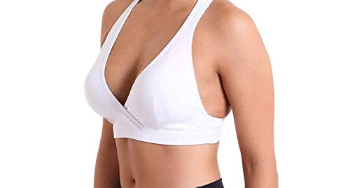 Top Feminino Fitness Suplex Branco transpassado Nadador Academia