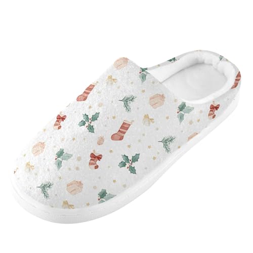 Fuzzy Memory Foam Slippers for Women/Men Socks Gift Box Leaves Pattern Fluffy Winter House Shoes Indoor and Outdoor