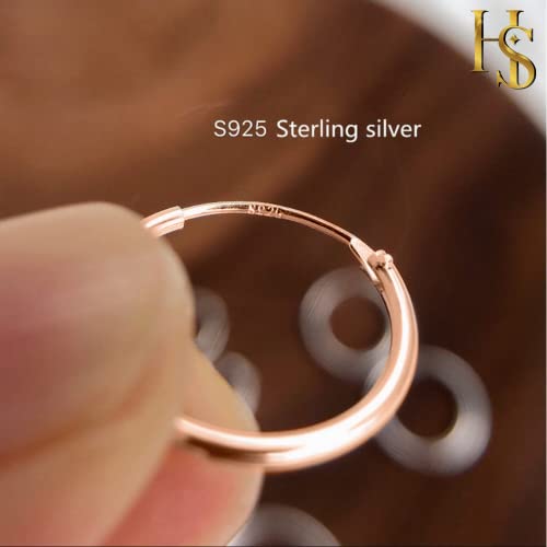 Women's 925 Silver Hoop Earrings in Rose Finish, Classic Style