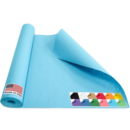 Image of USA Made 18 inch x 1200 inch Light Blue Paper Roll, 45 lbs Thickness, American Quality Colored Kraft Paper for School, Bulletin Board, Arts & Crafts - Non-Toxic, Odorless, Safe for Kids | American Quality Colored Kraft Paper for School, Bulletin Board, Arts & Crafts - Non-Toxic, Odorless, Safe for Kids