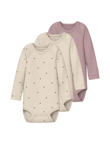 NAME IT Damen Nbfbody 3P Ls Heart Noos, Summer Sand, Numeric_98