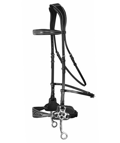 Exion Nova Hackamore Bridle Anatomical Bitless Horse Bridle with Rubber Reins Padded Anti-Pressure Crownpiece Vegetable-Tanned Leather Bitless Bridle for Jumping & Training