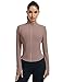 LOMON Women Workout Tops Workout Jackets for Woman Track Jacket Women Zip Up Long Sleeve Jacket Golf Shirt Light Brown S