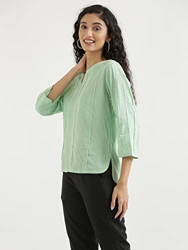 Image of SAADAA Everyday Cotton Top | Women's Regular Solid Color Top | Casual /Office Wear