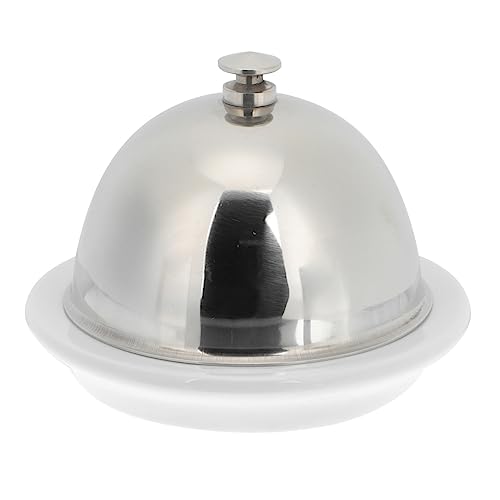 PRETYZOOM 1pc Butter Dish Ceramic Bowl with Stainless Steel Lid Beef Tallow Caviar Spices and More Kitchen Gadget for Home Restaurant
