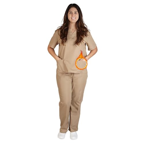 M&M SCRUBS Women Scrub Set Medical Scrub Top and Pants L Khaki
