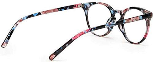 Image of Roshfort Unisex Oval Blue Cut Zero Power Full Rimless Computer Glasses Spectacle Frame (Flower Print, E-3)