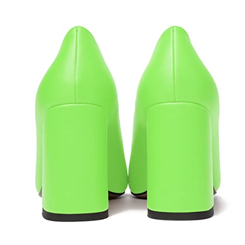SKYSTERRY Womens Cute Pointed Toe Slip On Matte Wedding Block High Heel Pumps Shoes 3.3 Inch4