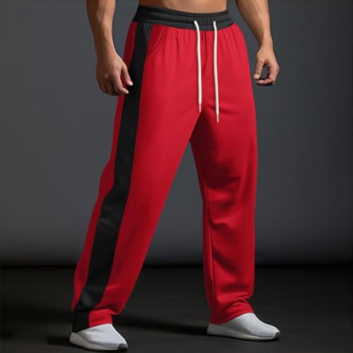 Mens Sweatpants with Pockets Side Button Striped Casual Straight Leg Pants Fall Loose Fit Elastic Drawstring2