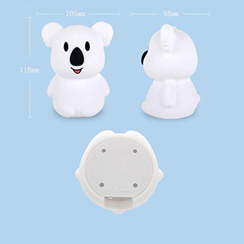 Image of Night Light Kids with Cute Koala Design Baby Children's Room LED Bedside Lamp with Changeable RGB Colors Rechargeable Night Light Compatible with Touch Control & Remote Control - Koala