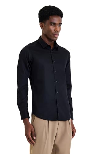 Image of SNITCH Men Formal Shirt | Modern Slim Fit Long Sleeve Spread Collar Solid Style | 100% Cotton Breathable Fabric for Office, Weddings & Festive Occasions Wear