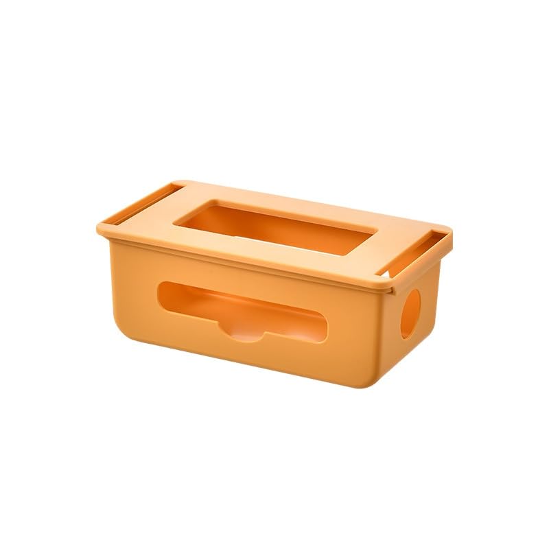 Caja organizadora de cable con adhesivo para ocultar cables bajo escritorio color naranja