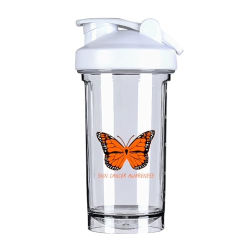 Skin Cancer Awareness 18 Ounce Shaker Bottle Drink Mixer Leak-proof Pre Workout Protein Shakes Meal Replacement Shakes Bottles 500ML/18 Oz White&-1&-1-1