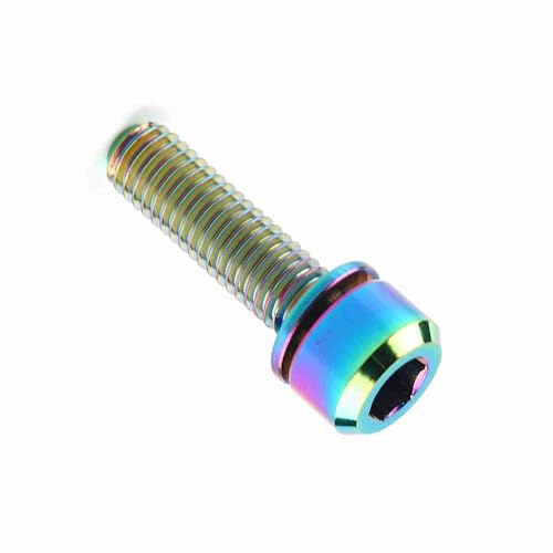 ACAGALA Titanium Alloy Bicycle Titanium Tapered Head Bolt Screw with Washer for Mountain Bike (M5x16)