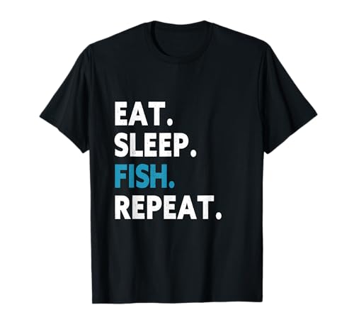 Eat Sleep Fish Repeat T-Shirt per gli amanti della pesca Maglietta