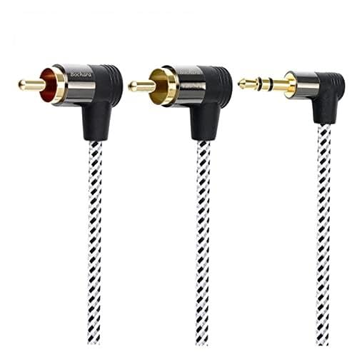 Câble jack 3.5mm vers 2RCA plaqué or avec conducteur OFC et gaine tressée 10m