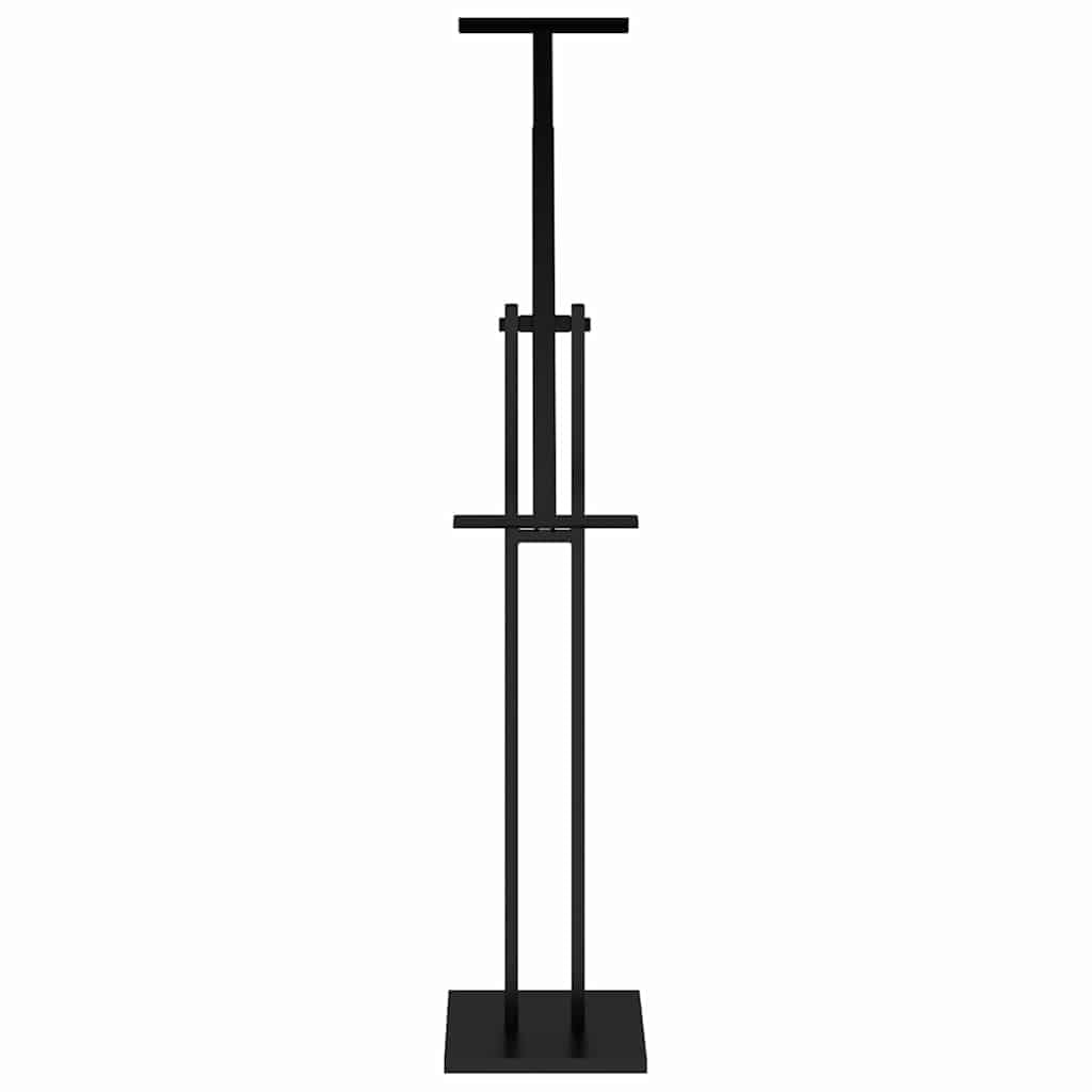 Schwarzer Messestand aus Stahl 26,5 x 26,5 x 150 cm, höhenverstellbar 126 bis 150 cm, 360 Grad drehbar, rutschfester Fuß, für Messe, Ausstellung, Event, Innen und Außen