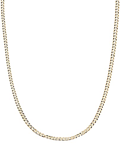 Savlano 10K Solid Gold Italian Curb 2mm Chain 10 Karat Necklace Comes With Gift Box for Women & Men - Made in Italy