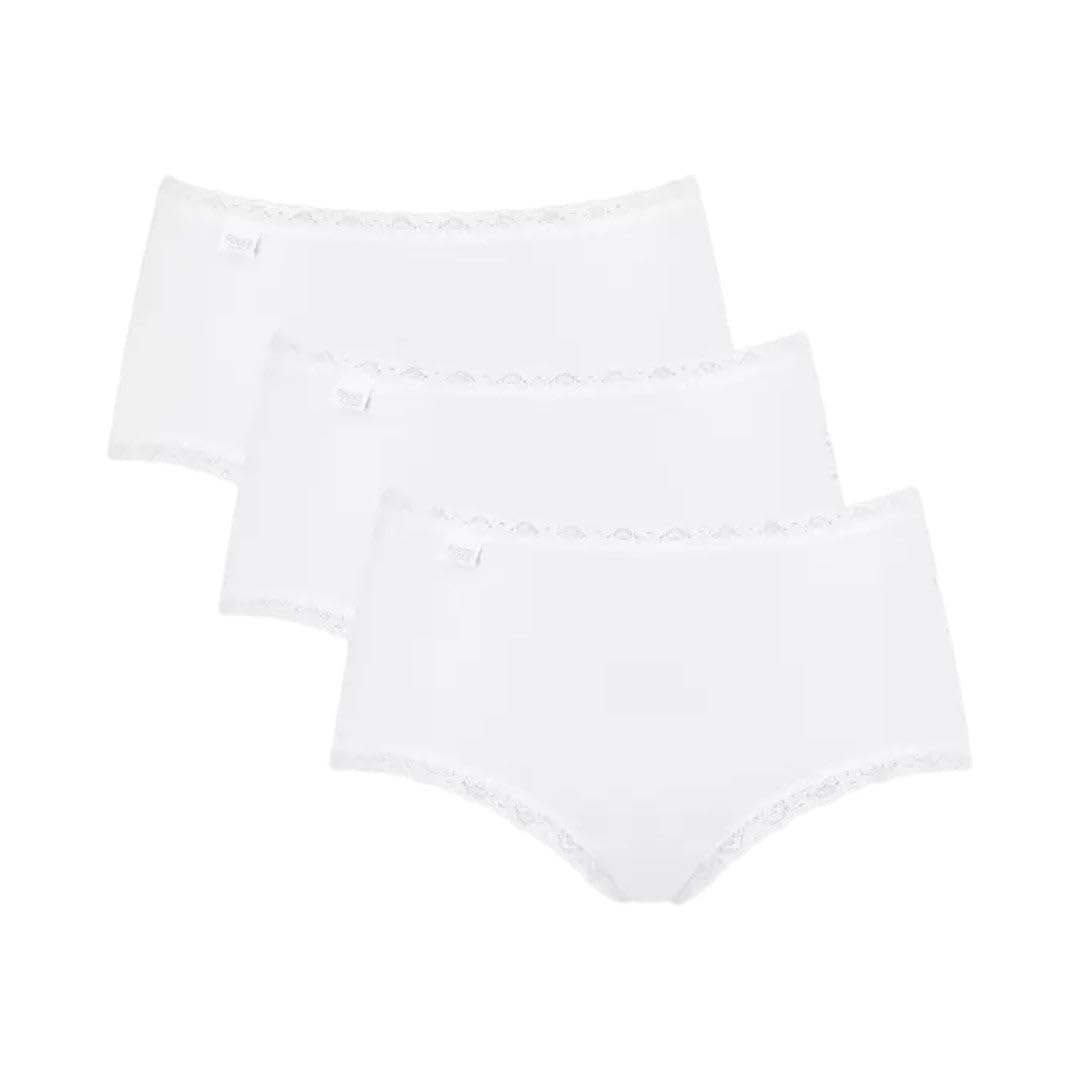 Sloggi Womens 24/7 Cotton Lace Midi C3p Boxer Briefs, White, 20 UK