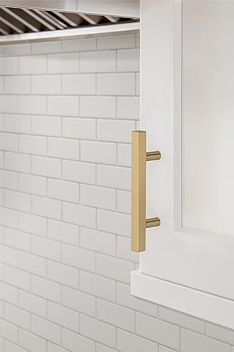 Image of Amerock 10 Pack 3 inch Bar Pulls Square Champagne Bronze Drawer Pull | 3 inch (76mm) Center-to-Center Mounting Distance and 5-5 /16 inches Overall Length, Durable Zinc Cabinet Hardware