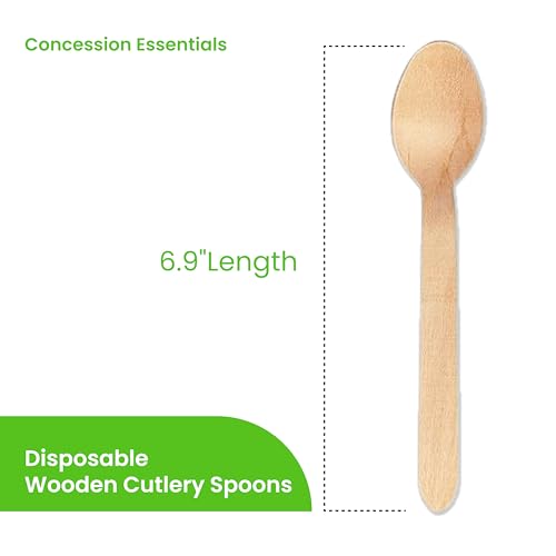 Concession Essentials CESPOON160-100CT Disposable Wooden Cutlery Spoons thumb #1