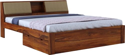 Image of FurnitureSheesham Mayor King Size Bed for Bedroom /Home /Hotel /LivingRoom 2 Drawer Storage Solid Wood King Drawer Bed | Finish Color - Brown 2D, DIY