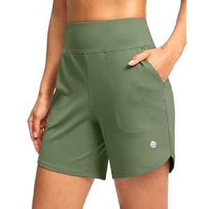 G Gradual Women’s Athletic Shorts 6″ High Waisted Stretchy Bermuda Shorts for Women Quick Dry Summer Casual Shorts