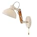 Produktbild Rustikale Metall Holz Wandleuchte mit Zugschalter, Drehbare Arm Wandlampe Verstellbar, Schlafzimmer Bettlampe Wand Leselampen, E27 Fassung, für Wohnzimmer Hotel Flur Esszimmer,Weiß