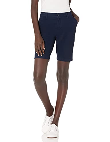 Amazon Essentials Bermuda Kaki Taille Mi-Haute, Entrejambe de 25cm, Coupe Ajustée Femme, Bleu Marine, 40