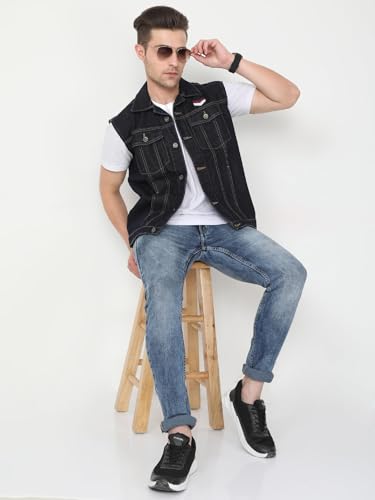 Image of VROJASS Denim Casual Half Sleeeves Men's Jacket Classy Winter Wear for Boy's(JX-OV1S-SFDQ)