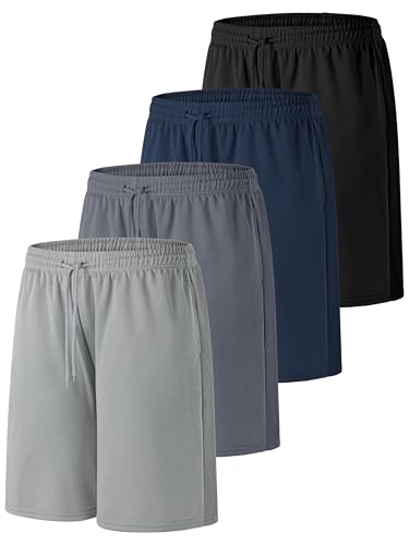 Resinta Boys Shorts Toddler Boy Shorts Athletic Quick Dry Kids Basketball Soccer Gym Shorts with Pockets Elastic Waist, Dark Gray, Gray, Navy, Black, 14-16 Years