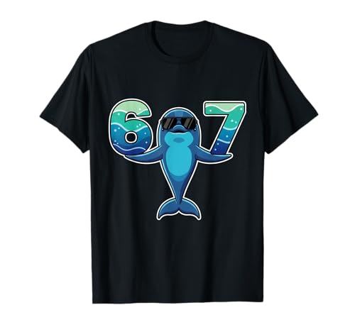 67 Dolphin Sunglasses Gen Alpha Slang Funny six Seven Meme T-Shirt