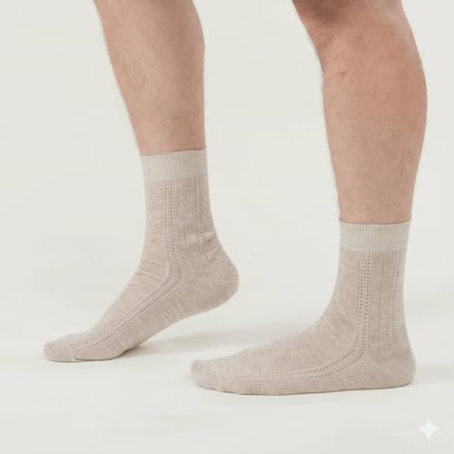 Image of Women's Crew Socks - Thin, Breathable Organic Linen, (5, X-Large) - Comfortable Everyday Socks