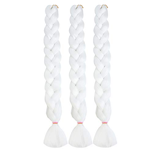 Aigemei Jumbo Braiding Hair 3pack 165G/pack Synthetic Braiding Fiber Hair Extension for Braids Hair 84inch (#White，3pcs)
