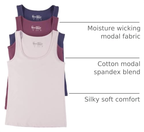 Image of Felina Stretch Layering Womens Tank Top - Seamless Cotton Tank Top for Women, Workout Top (3-Pack)