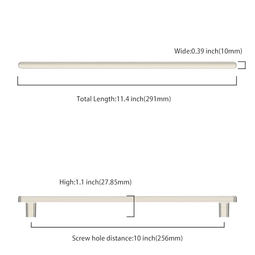 Asidrama 10 Pack 10 Inch(256mm) Brushed Satin Nickel Kitchen Cabinet Handles, Cabinet Pulls Kitchen Cabinet Hardware for Cupboard Drawer Pulls - image 2