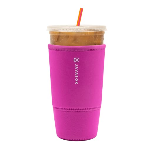 Sok It Java Sok Iced Coffee & Cold Soda Insulated Neoprene Cup Sleeve (Bright Pink, Large: 30-32oz)
