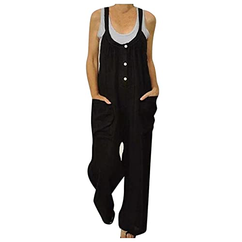 Peto de verano para mujer, algodón y lino, traje de pantalón bohemio, estampado sin mangas, traje deportivo para niña, elegante, pantalones casuales, pantalones de verano de pierna ancha, largos,