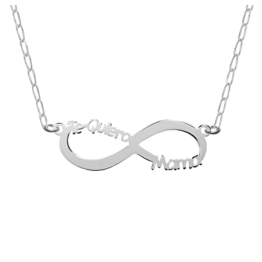 Collar de Plata de 1º LEy 925. Corte láser infinito TE QUIERO MAMÁ. Amor infinito Gargantilla MAMÁ