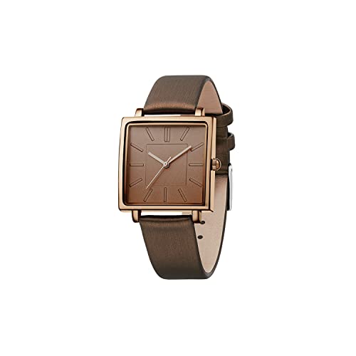 Consejos para Comprar Nine2five los más solicitados. 40 TIME100 Reloj para Mujer Esfera Cuadrada Café, Movimiento de Cuarzo Japonés, Correa de Piel Impermeable, Clásico y Elegante, Ideal Regalo para Dama
