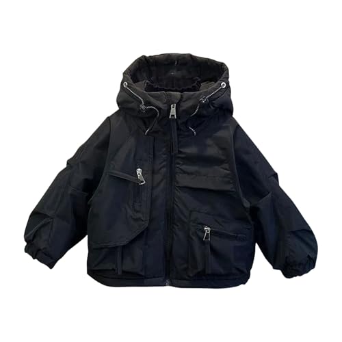 Kids Girls Cargo Hooded Jackets Long Sleeve Zip Up Multiple Picket Windproof Coats Fall Fashion Cool Thermal Windbreaker