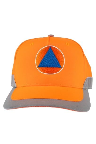 MGP SPORTSWEAR CAP05 - Gorra de protección civil con bordado directo de alta visibilidad, color naranja con reflectante y logotipo de protección civil internacional, naranja., Taglia unica-3XL